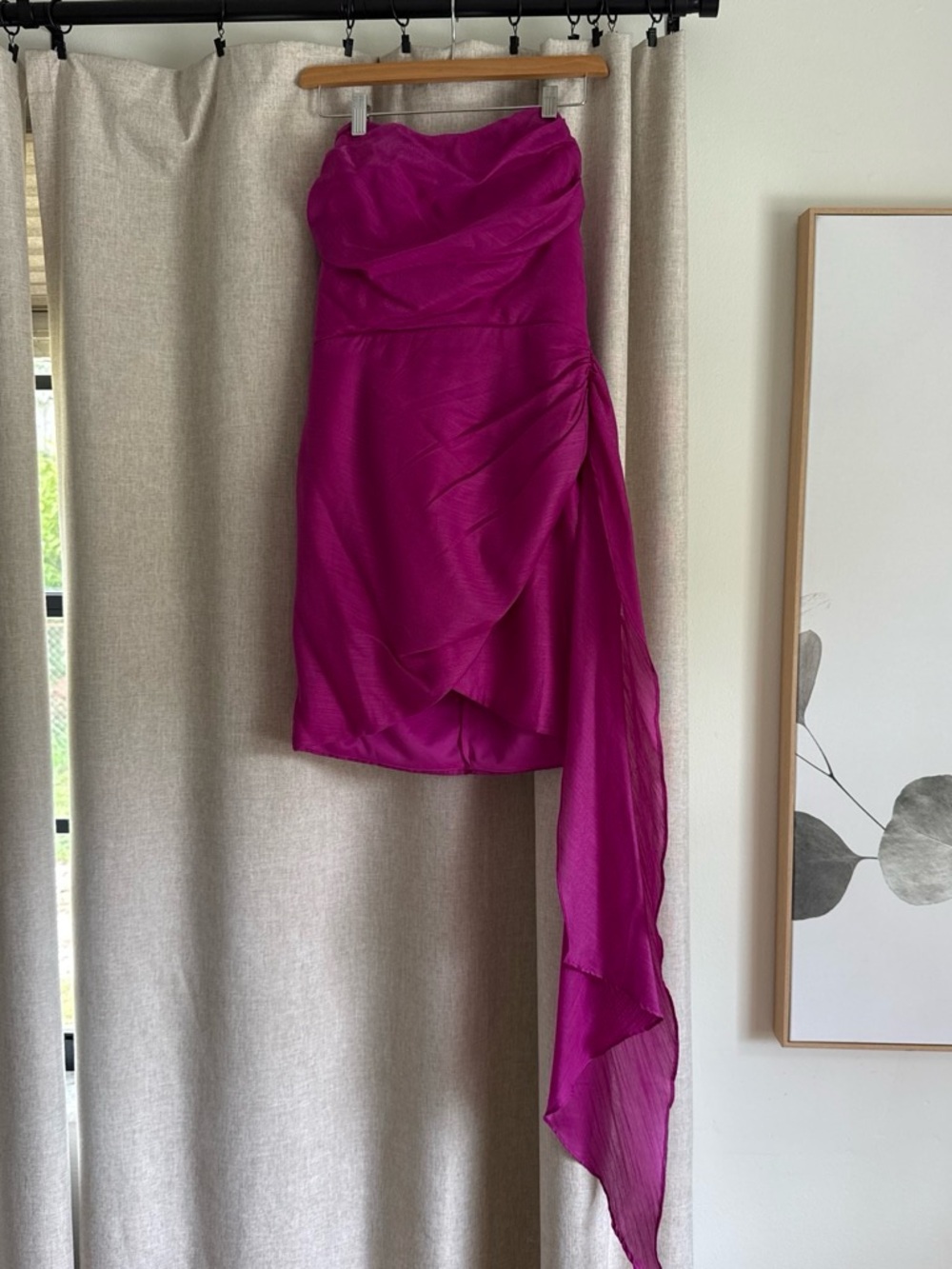 Vici Strapless Magenta Draped Mini Dress